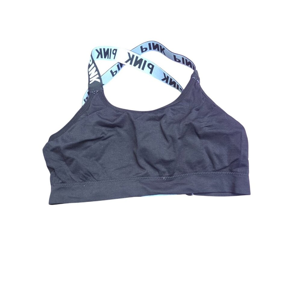Victorias Secret Pink *Black Sports Bra*Crisscross Strap* Elastic Band*Size S